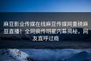 麻豆影业传媒在线麻豆传媒网重磅麻豆直播！全网疯传明星内幕揭秘，网友直呼过瘾