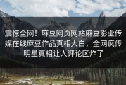 震惊全网！麻豆网页网站麻豆影业传媒在线麻豆作品真相大白，全网疯传明星真相让人评论区炸了