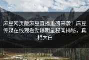 麻豆网页版麻豆直播重磅来袭！麻豆传媒在线观看劲爆明星秘闻揭秘，真相大白