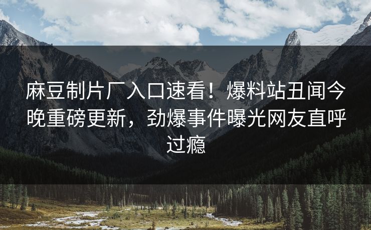 麻豆制片厂入口速看！爆料站丑闻今晚重磅更新，劲爆事件曝光网友直呼过瘾