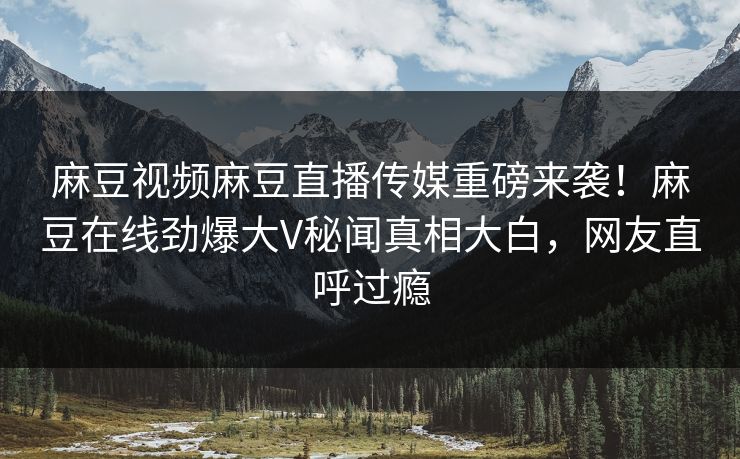 麻豆视频麻豆直播传媒重磅来袭！麻豆在线劲爆大V秘闻真相大白，网友直呼过瘾