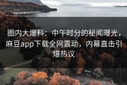 圈内大爆料：中午时分的秘闻曝光，麻豆app下载全网震动，内幕直击引爆热议