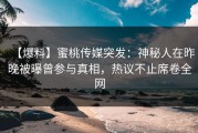 【爆料】蜜桃传媒突发：神秘人在昨晚被曝曾参与真相，热议不止席卷全网