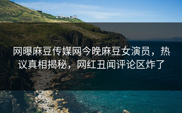网曝麻豆传媒网今晚麻豆女演员，热议真相揭秘，网红丑闻评论区炸了