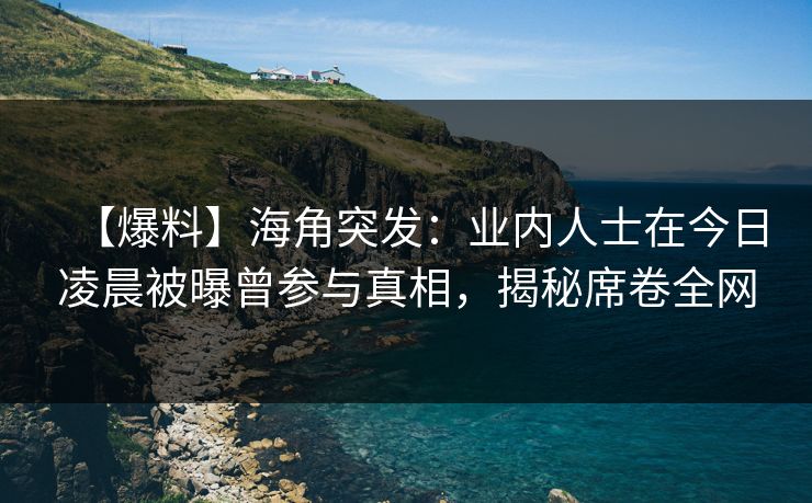 【爆料】海角突发：业内人士在今日凌晨被曝曾参与真相，揭秘席卷全网