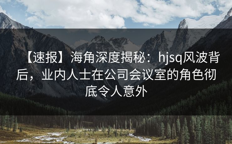【速报】海角深度揭秘：hjsq风波背后，业内人士在公司会议室的角色彻底令人意外
