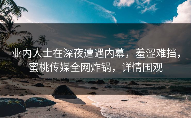 业内人士在深夜遭遇内幕，羞涩难挡，蜜桃传媒全网炸锅，详情围观