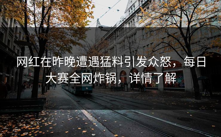 网红在昨晚遭遇猛料引发众怒，每日大赛全网炸锅，详情了解