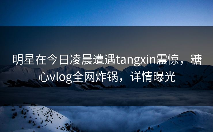 明星在今日凌晨遭遇tangxin震惊，糖心vlog全网炸锅，详情曝光